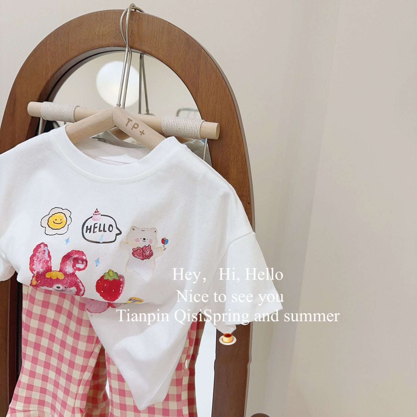 C23042506春夏新款女童卡通印花短袖t恤衫套裝