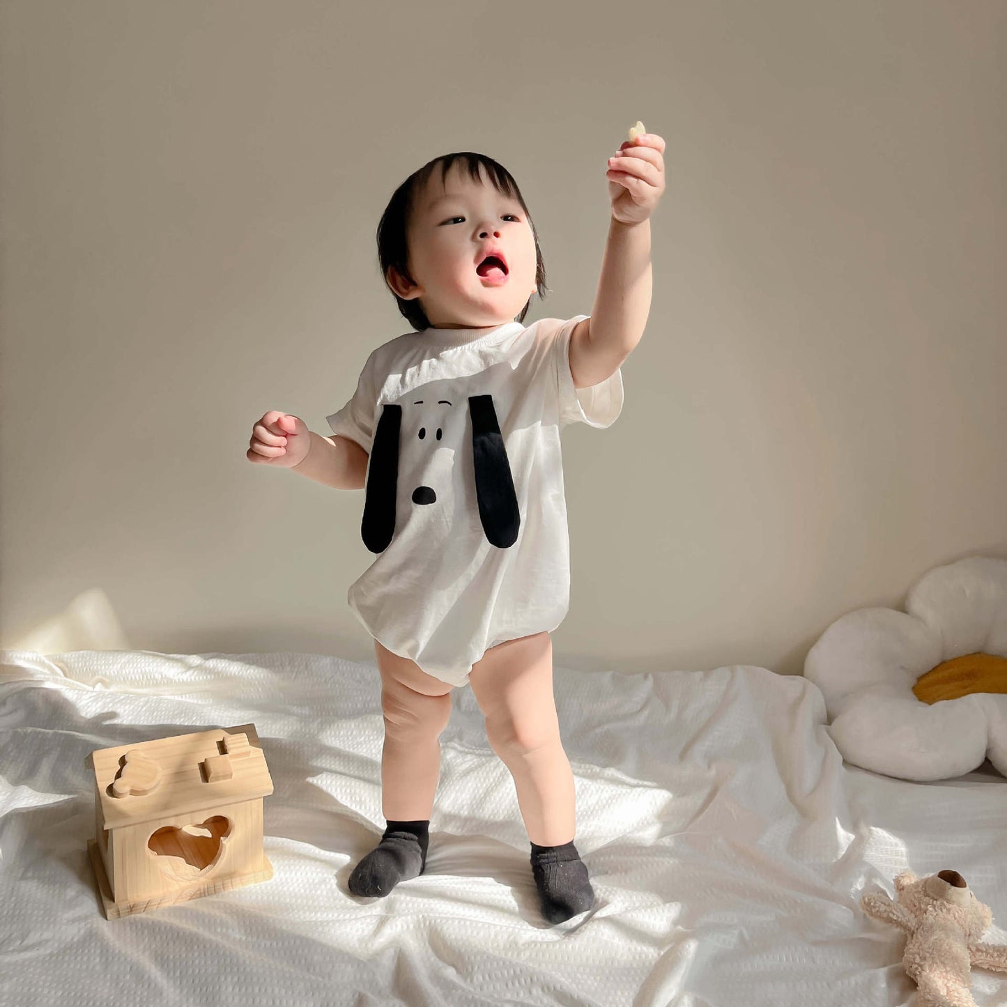 K23062906夏新款韓版嬰兒哈衣ins風小狗造型寶寶爬爬服 (2件起批,可混K開頭的)