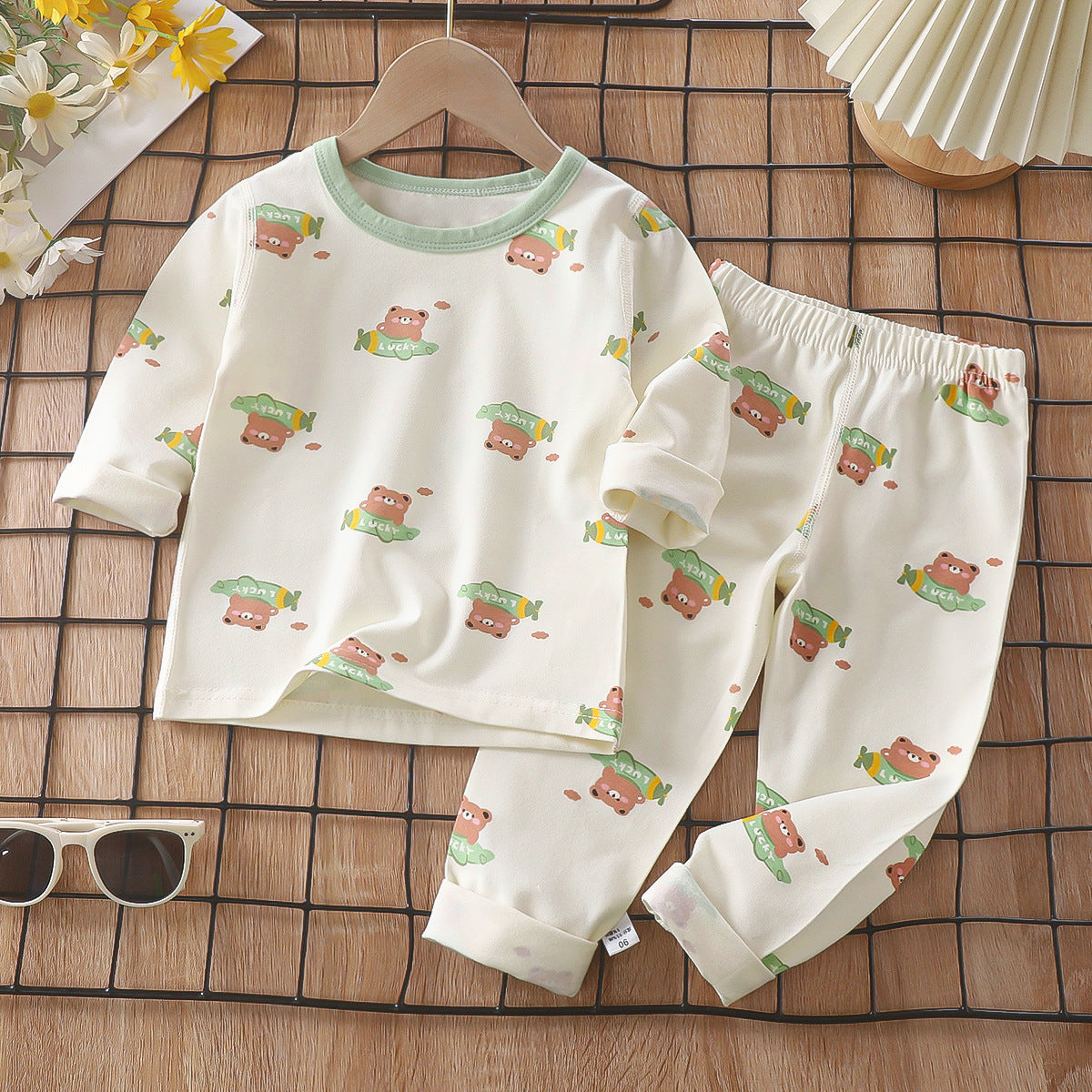 Z25022320兒童睡衣套裝春季萊卡棉寶寶內衣男童家居服女童秋衣秋褲童裝批發