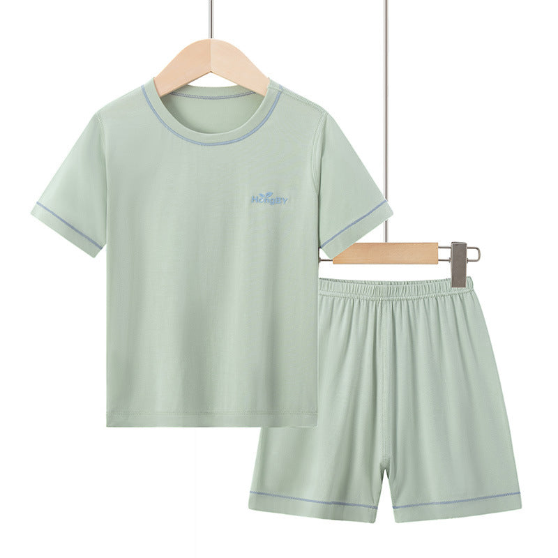 CK26050516兒童睡衣莫代爾男童長袖長褲夏季中大童家居服親子裝女童空調服(9-12天到貨)