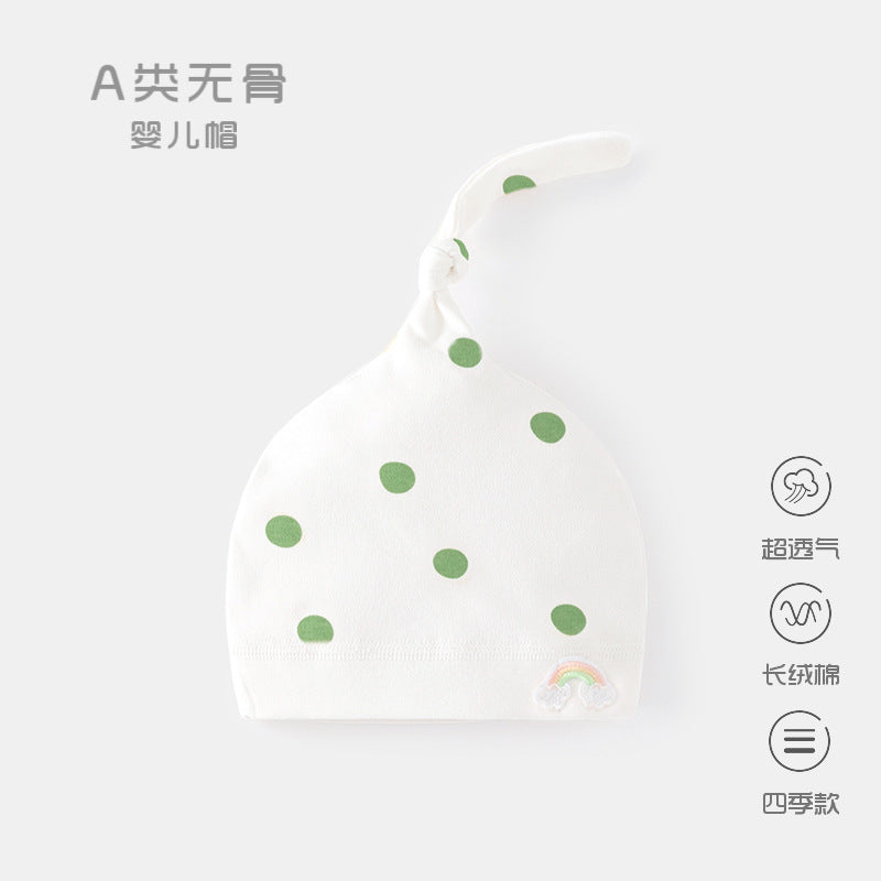 GJ25102113新生嬰兒帽子秋冬胎帽初生寶寶春秋護鹵門帽0-6個月波點純棉帽