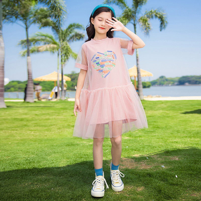 FE24070107童裝女童夏裝2024新款中大童兒童裙夏季洋氣小女孩公主裙(9-12天到貨)