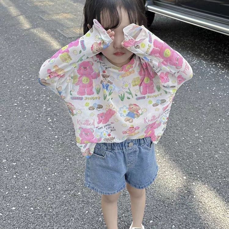 Z25030909女童夏季防曬T恤女寶寶洋氣時髦外穿打底衫兒童防曬衣潮