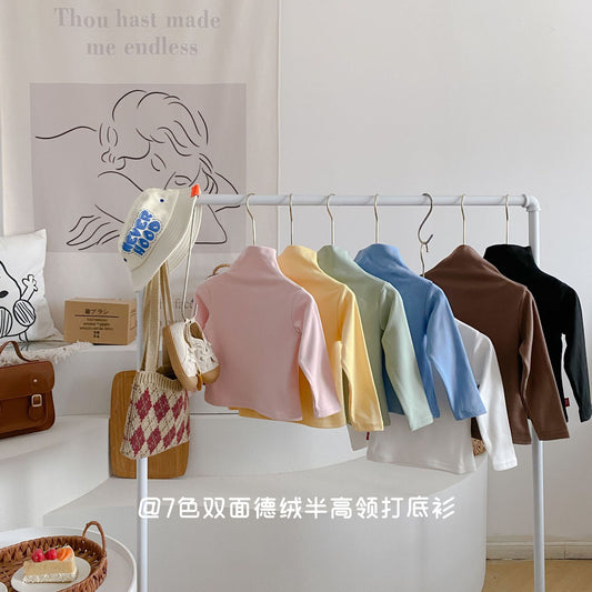 CA24121814秋季冬季新款兒童打底衫韓版德絨男童服飾百純搭色寶寶長袖