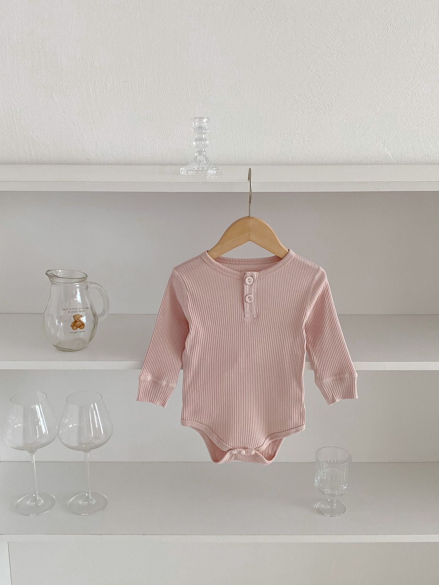 G25092509ins秋季嬰兒娃娃領翻領包屁衣哈衣男女童小清新女寶寶秋連體爬服