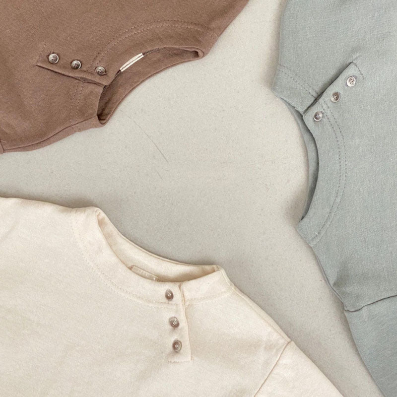 GB24011102韓版ins春秋新生嬰兒簡約棉休閒長袖T卹嬰幼童寶寶春款開扣打底衫