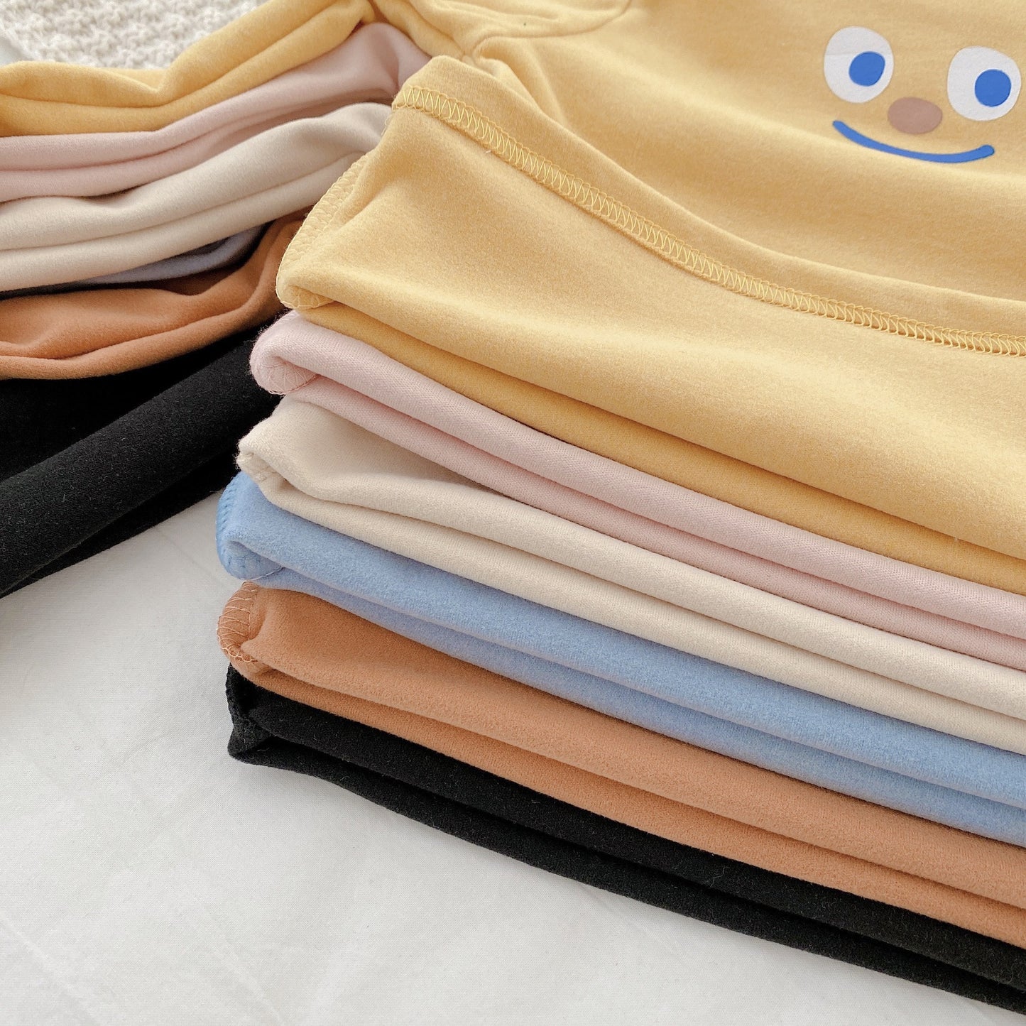 CA24121809兒童保暖德絨打底衫秋冬季裝男女寶寶純色T卹半高領長袖上衣