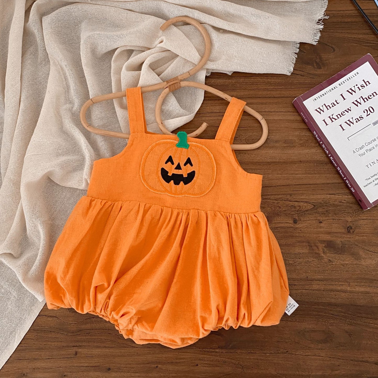 G25091114萬聖節夏季嬰兒衣男寶寶吊帶南瓜連身衣