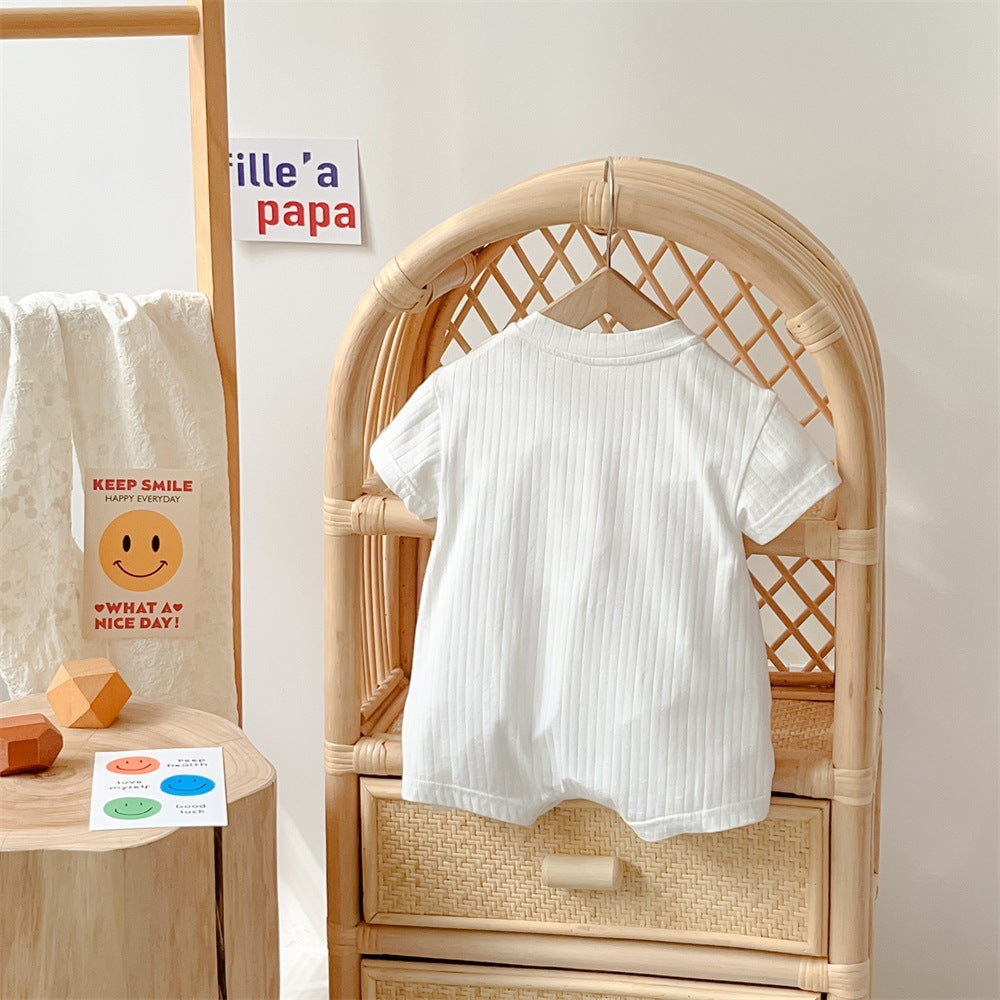 GH25070703夏季薄款新生兒短袖爬服a類童裝韓版嬰幼兒可愛字母連身衣(熱銷商品—庫存不多僅上架批發2周)