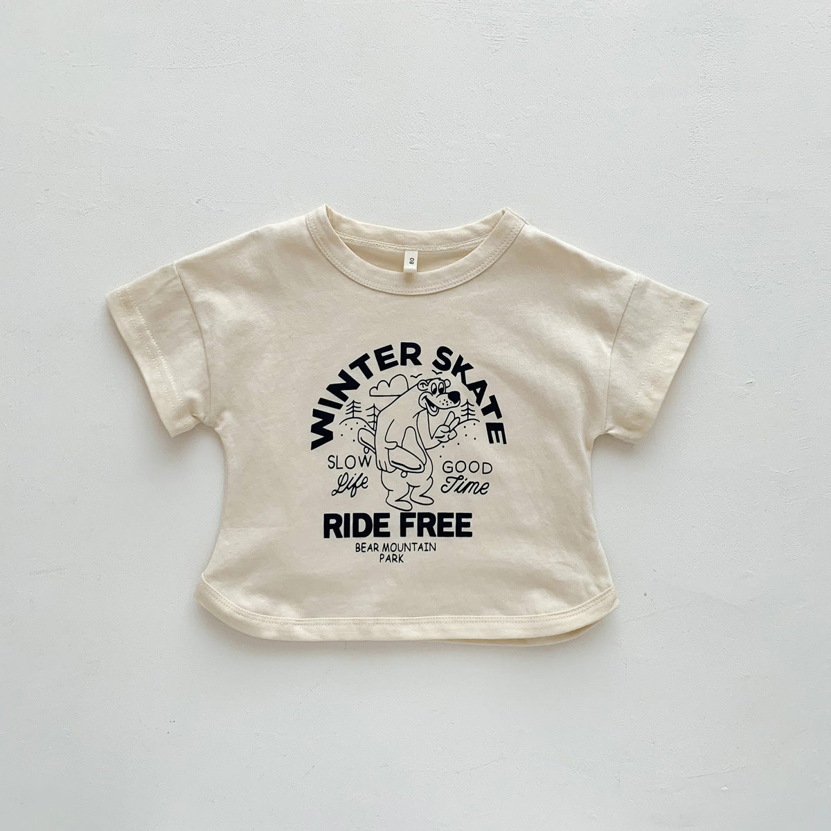 G23051609夏季新款兒童韓版短袖T恤女男字母印花衣服