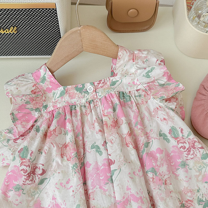 J24022906童裙2024春夏女童純棉飛袖裙兒童韓版沙灘裙度假裙背心裙