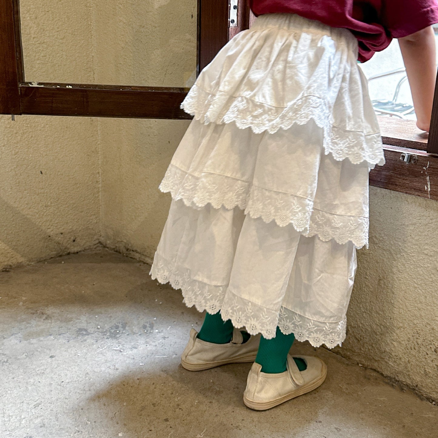 Z25020914女童半身裙花邊公主裙純棉兒童裝夏季2025新款春秋寶寶蛋糕長裙