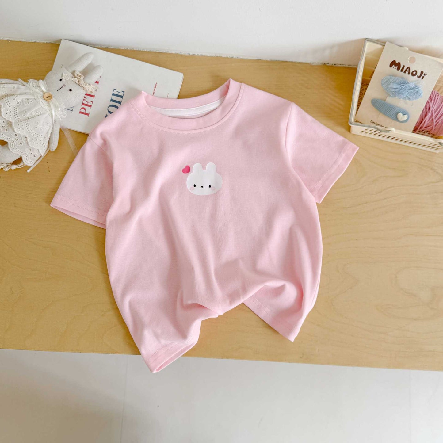 CA25052121童裝 寶寶短袖t恤女卡通寬鬆夏季新款兒童時尚上衣印花純棉潮