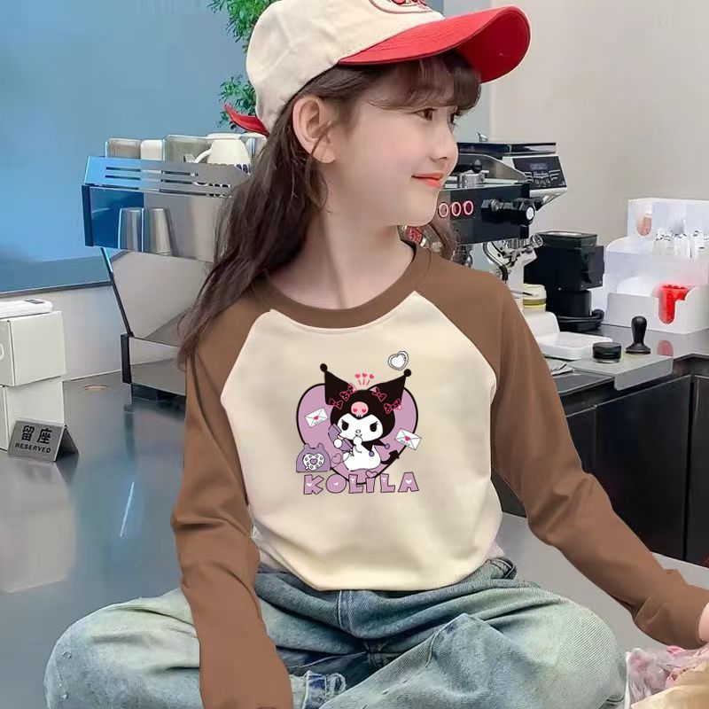 CE26090504女童時尚長袖雙面拼色德絨中大童保暖內搭上衣秋冬款潮打底衫