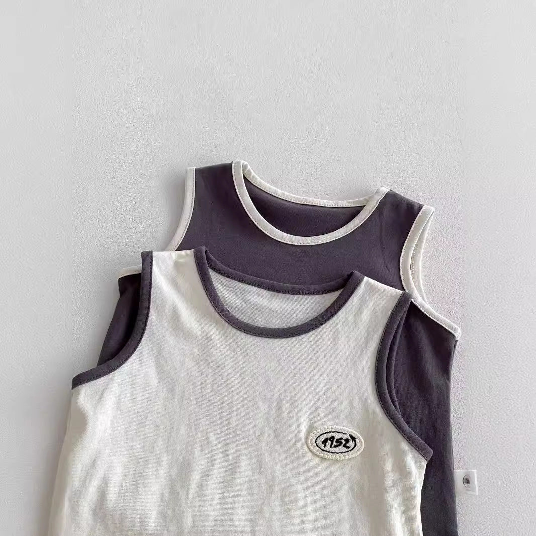 G25051413兒童套裝夏季韓版男女0-2歲小童新款童裝棉質無袖背心短褲休閒裝