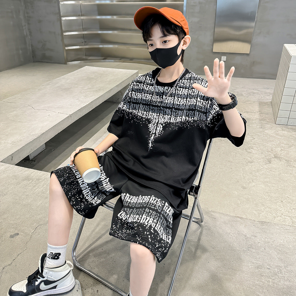 🎈精品童裝🎈FH25062702童裝兒童夏季痞帥短袖T卹套裝中大童夏天薄款兩件套夏裝