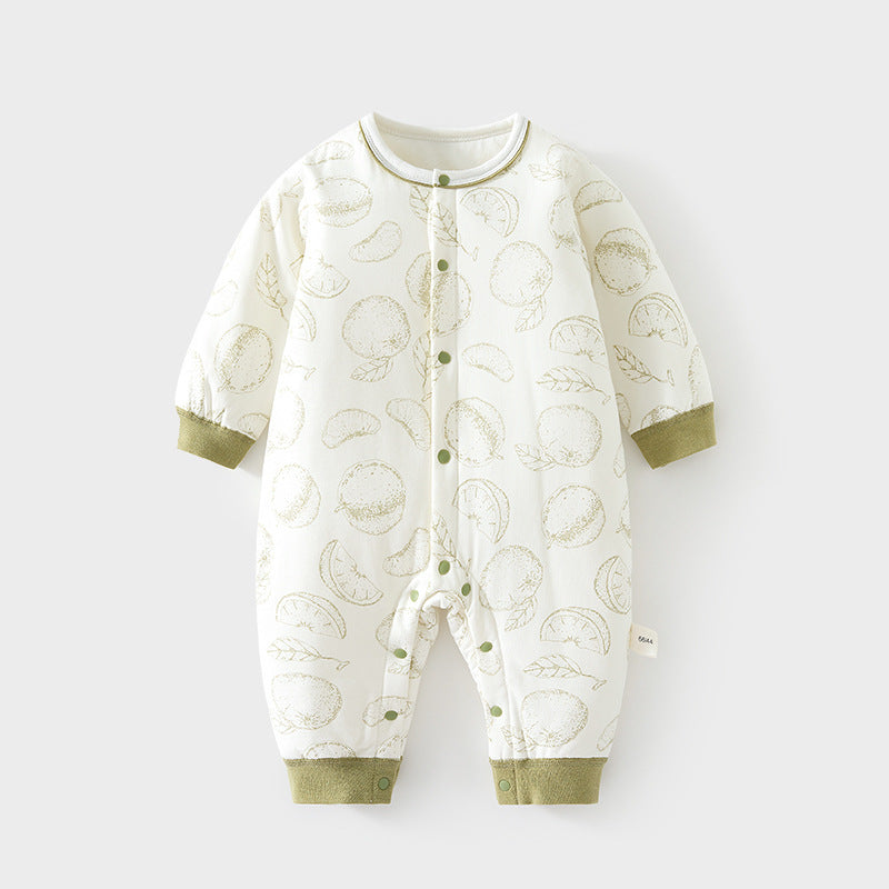 GJ25102125嬰兒40克加棉連身衣寶寶夾棉秋冬無骨哈衣薄棉加厚對開爬服兒童