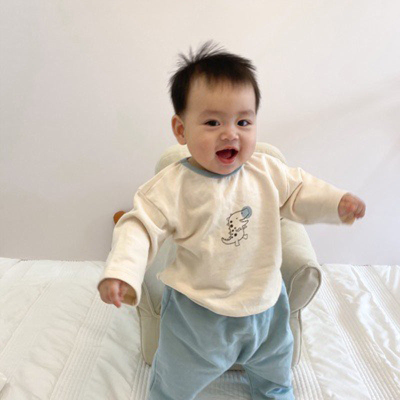G23082438 春秋季嬰幼兒長袖T恤上衣中小童男女寶寶大PP褲洋氣休閒兩件套裝