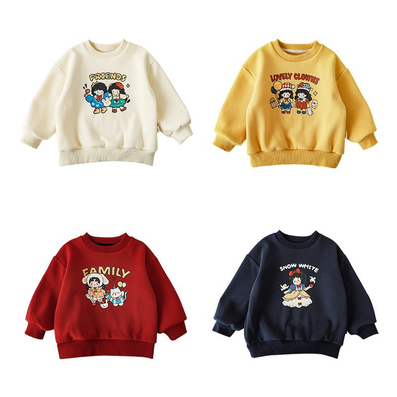 CA24011816秋冬季女童加絨衛衣a類幼兒園百搭兒童上衣可愛新年服裝寶寶外套