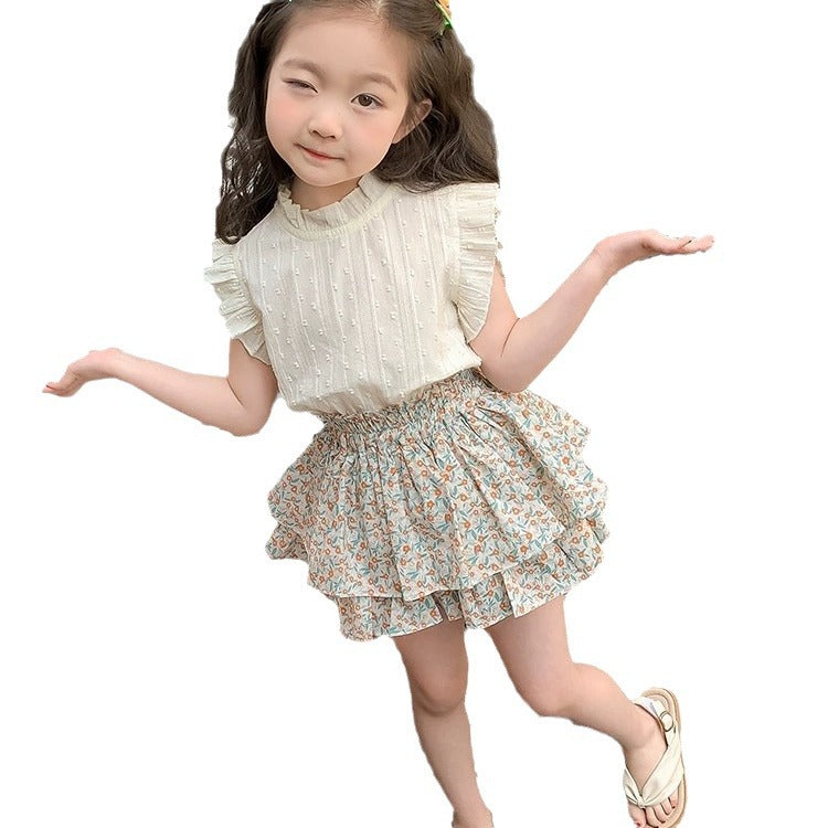 A25072312女童套裝夏季兒童夏裝女寶寶洋氣薄款時髦兒童裙子兩件套