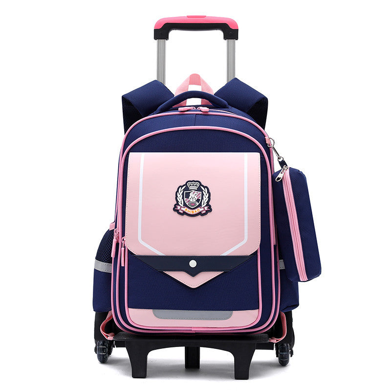 Z25022311兒童拉桿書包小學生防水女男拉桿式拖拉爬樓一二三到六年級大容量