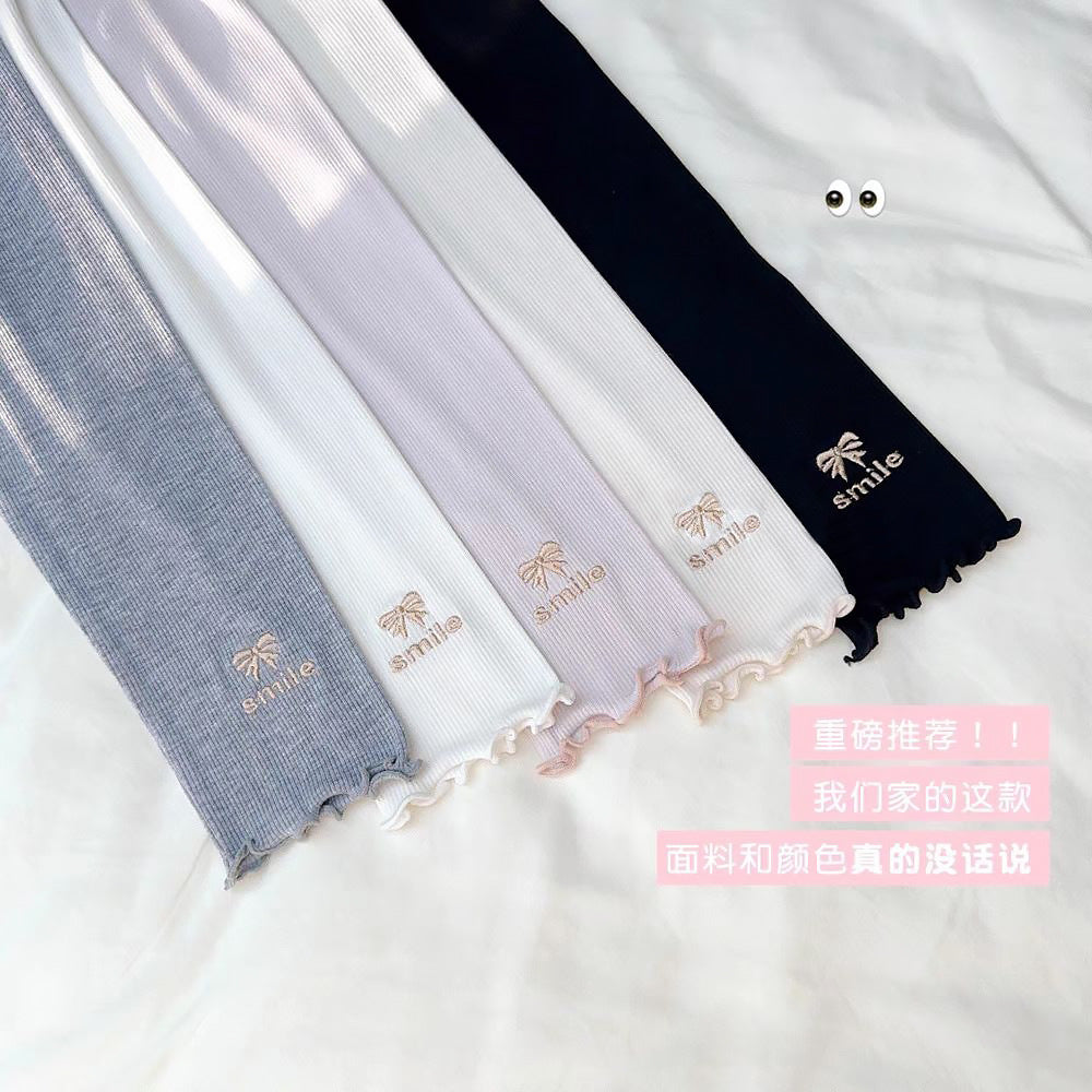 Z25030911女童緊身褲冰絲薄款夏季新款韓版洋氣兒童寶寶百搭糖果色九分褲子