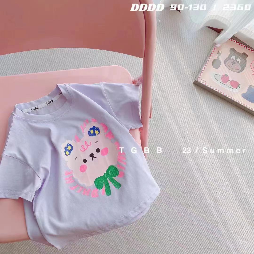 CA23072716夏季新款兒童短袖t卹棉男女童上衣百搭打底衫寶寶服裝批發潮
