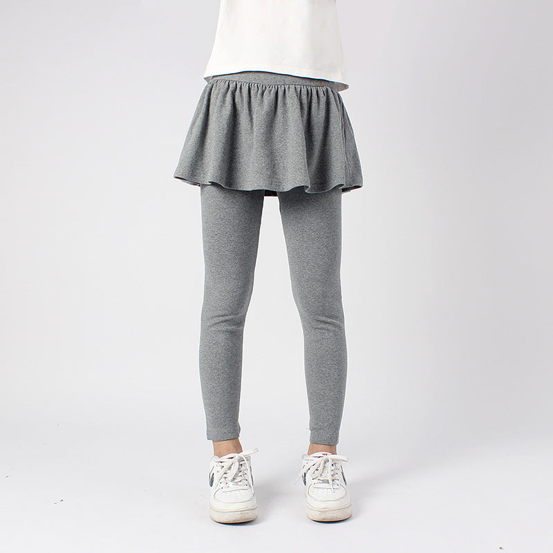 FI25101413童褲秋季韓版新款兒童緊身褲中大童純色緊身褲裙子褲女童褲子批發