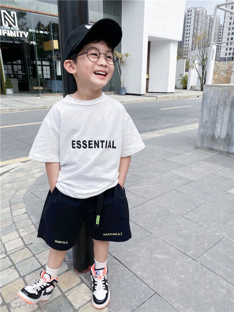 CA23072726春夏新款韓版中小兒童潮款棉質超軟男童寬鬆短袖字母圓領t恤