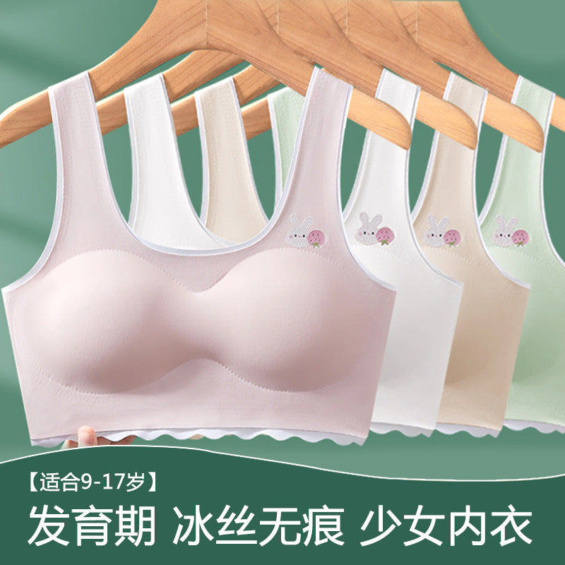 Z23122301無痕期青春期少女內衣無鋼圈防凸點可感知罩杯超薄胸罩學生青春期(3件起批)