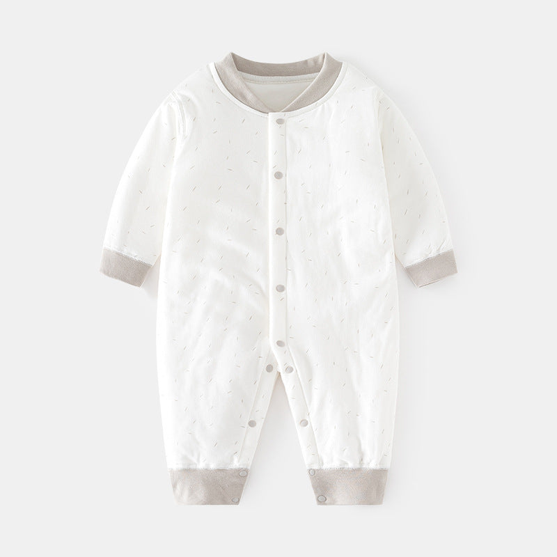 GJ25102122嬰兒夾棉連身衣寶寶保暖冬季無骨哈衣薄棉加厚對門兒童40克爬服