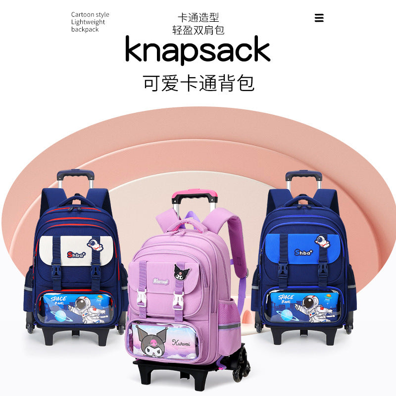 Z25022303兒童拉桿書包女生小學生一二三到六年級防水爬樓女童拉桿式大容量