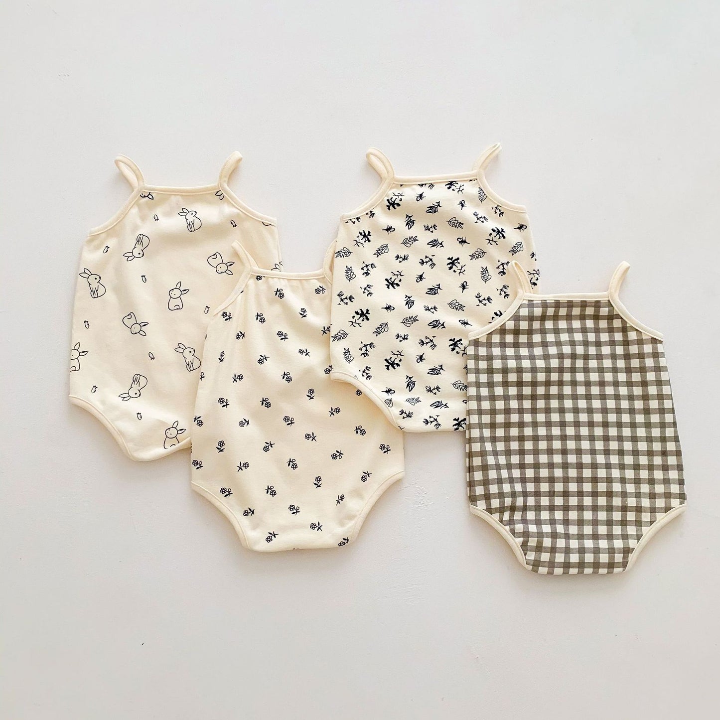 G23042501夏季男女嬰兒吊帶包屁衣寶寶小背心無袖連體衣