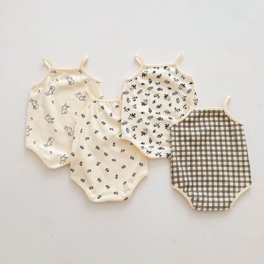 24041401 ins夏季男女嬰兒吊帶包無人機衣三角哈衣爬爬服寶寶小背心無袖連身衣