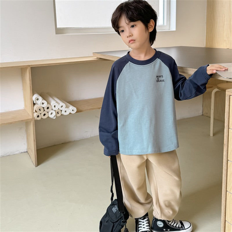 GJ25082723男童春秋新款童裝長袖T卹兒童韓版純棉秋裝衣服插肩袖