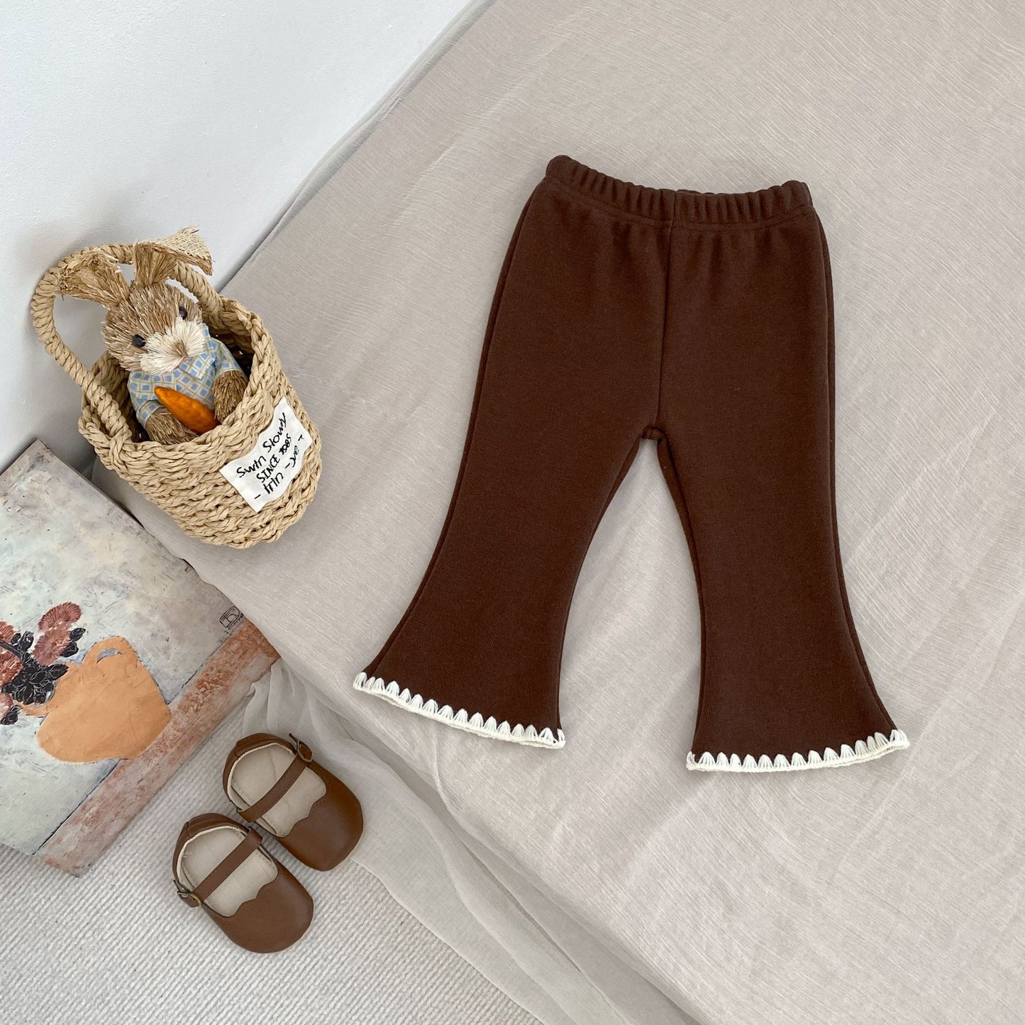 GK25121823女小童冬季加絨長褲時尚洋氣加厚微喇叭褲女寶寶休閒褲(➡️2件或2套起,廠商才有出貨)(可以混搭開頭GK商品)