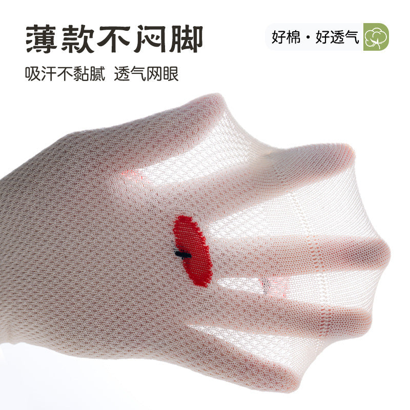 GI25073114兒童襪子 春季女孩可愛卡通中筒棉中大童網眼女童無骨襪男孩