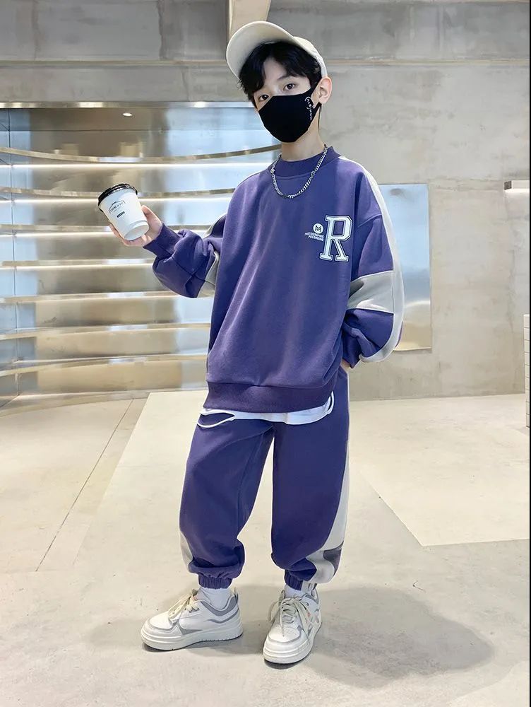 FB23081720男童春裝運動套裝2023新款兒童裝春秋款中大童