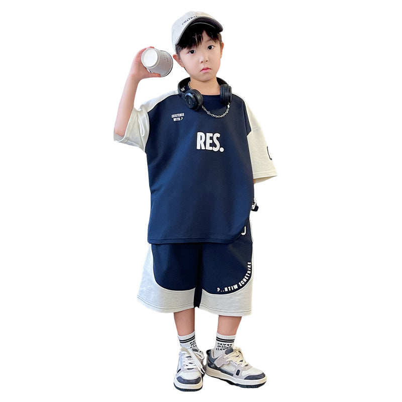 🎈精品童裝🎈FH25062704男童夏裝套裝大兒童裝夏季短袖T恤短褲運動服洋氣時髦潮