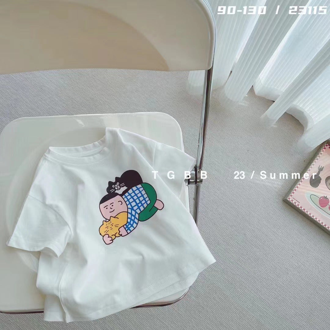 CA23072716夏季新款兒童短袖t卹棉男女童上衣百搭打底衫寶寶服裝批發潮