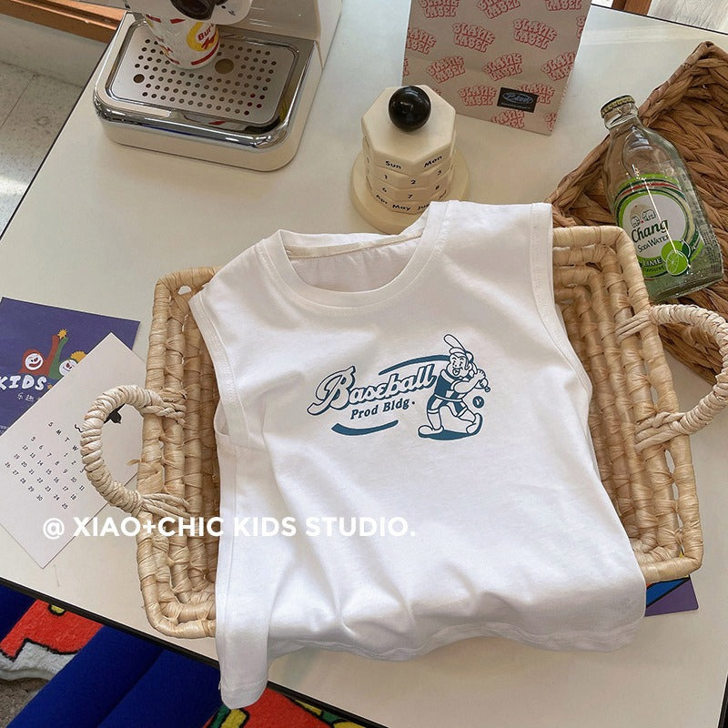 CA25052109炒雞好搭~夏日兒童背心無袖t恤男童純棉寬鬆寶寶薄款圓領套頭童裝