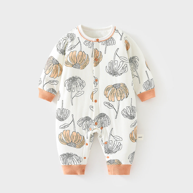 GJ25102125嬰兒40克加棉連身衣寶寶夾棉秋冬無骨哈衣薄棉加厚對開爬服兒童