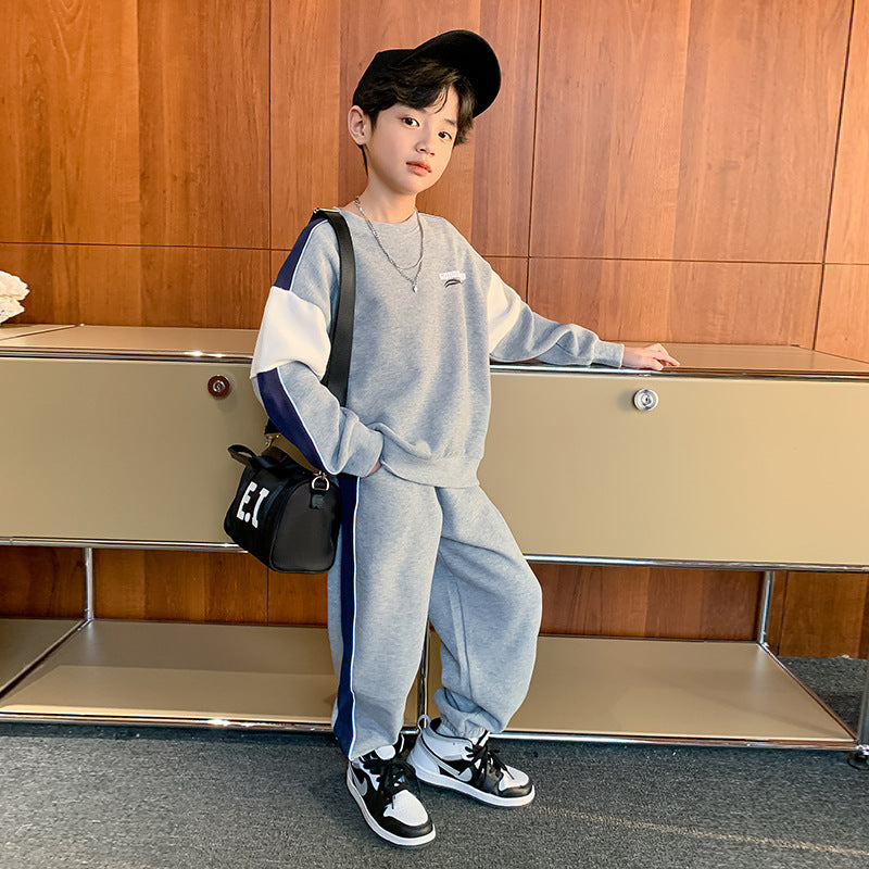 FC23120715男童春裝套裝兩件式2023新款春季秋季兒童帥氣衛衣運動服春秋款潮衣(9-12天到貨)