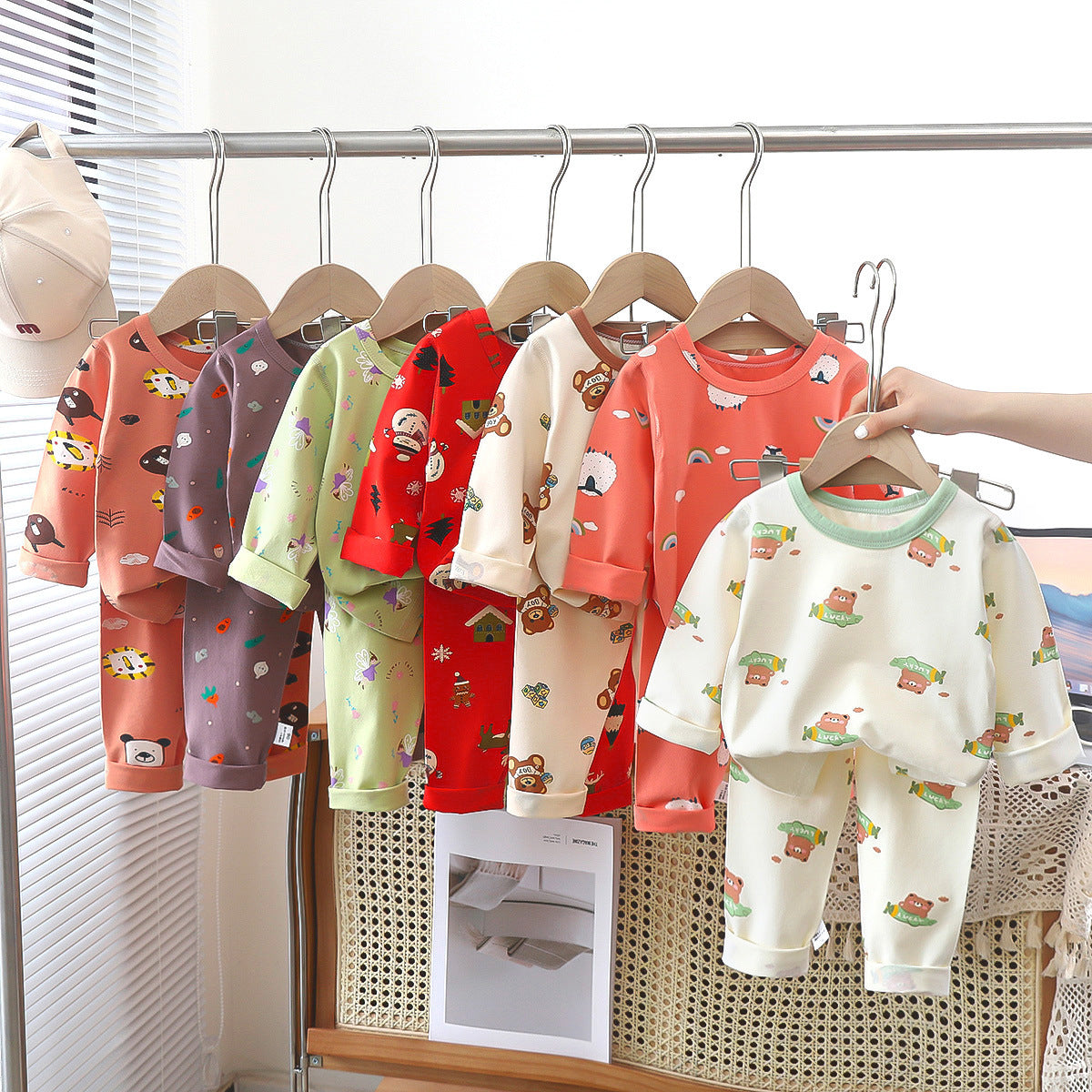 Z25022314兒童睡衣套裝春季萊卡棉寶寶內衣男童家居服女童秋衣秋褲童裝批發