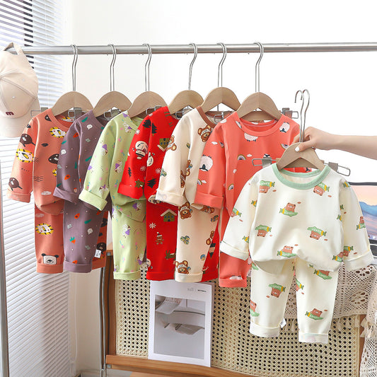 Z25022314兒童睡衣套裝春季萊卡棉寶寶內衣男童家居服女童秋衣秋褲童裝批發