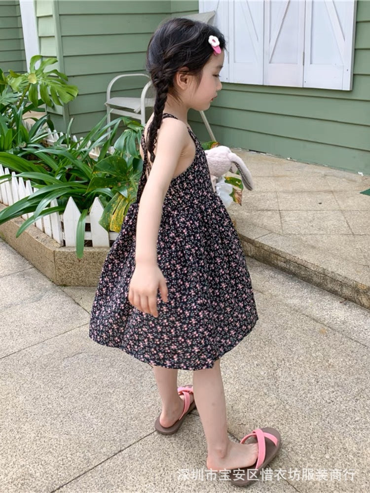 23053002女童夏裝網紅碎花連衣裙
