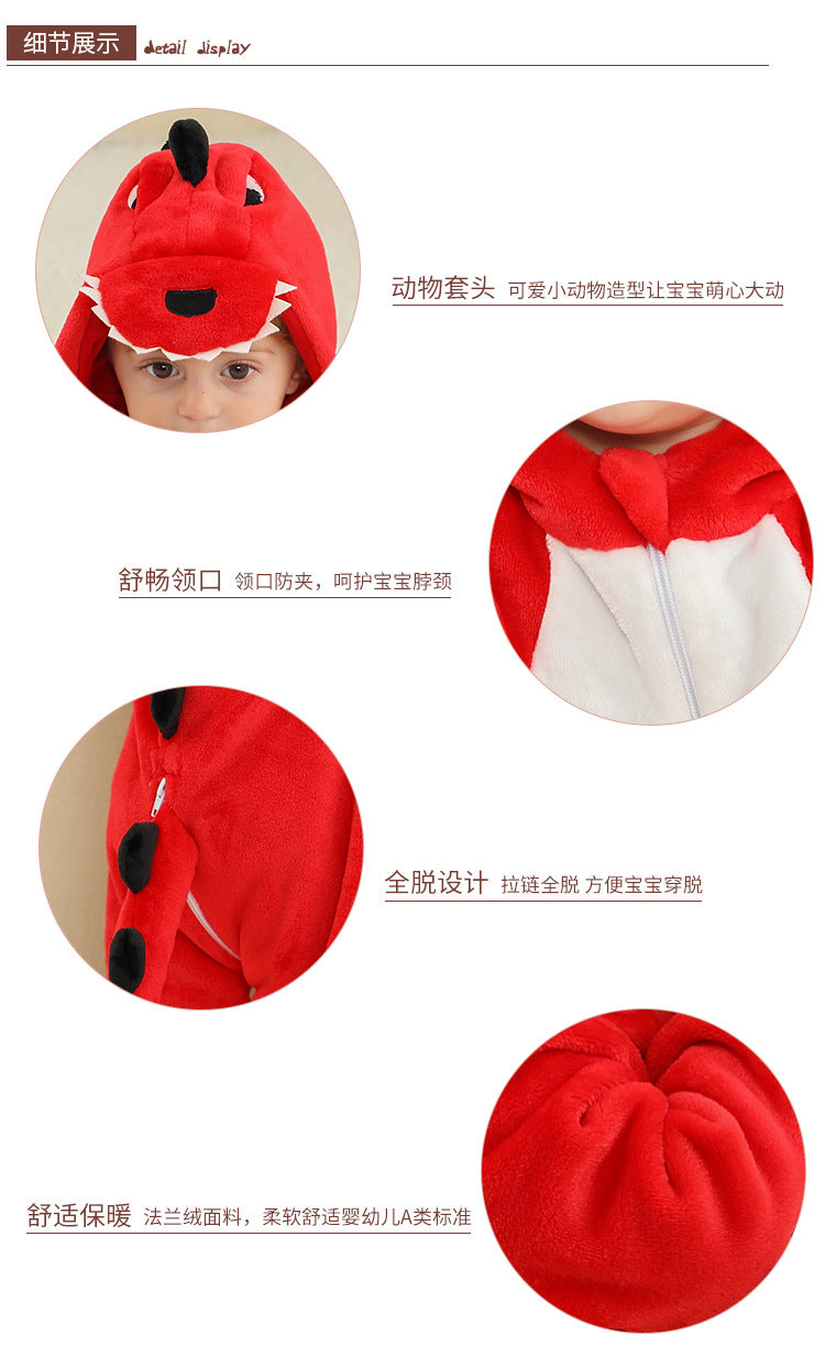 Z24110113新款兒童法蘭絨爬服嬰幼兒連身衣寶寶睡衣跨境恐龍連身衣