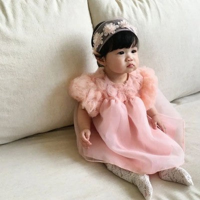 GF25061714韓版仙氣可愛女寶寶滿月禮服裙子夏季幼童公主裙子柔軟親膚紗裙子