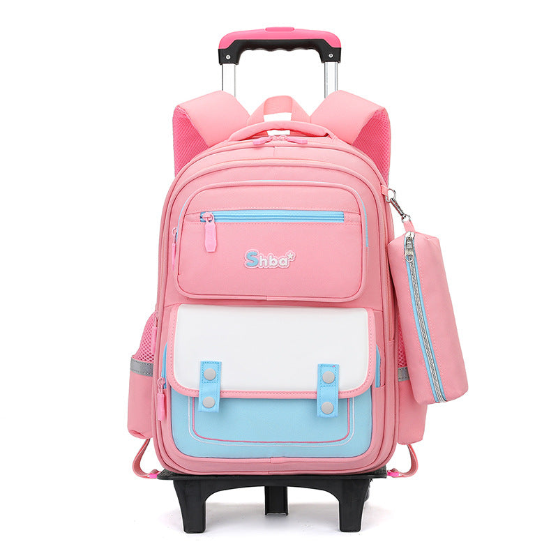 Z25022310亞馬遜跨境新品兒童拉桿書包小學生男女生爬樓梯六輪防水護脊減負