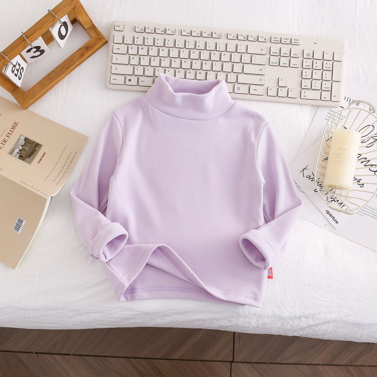 CA25112715女童秋裝新款兒童德絨打底衫洋氣百搭長袖上領上衣潮保暖服裝